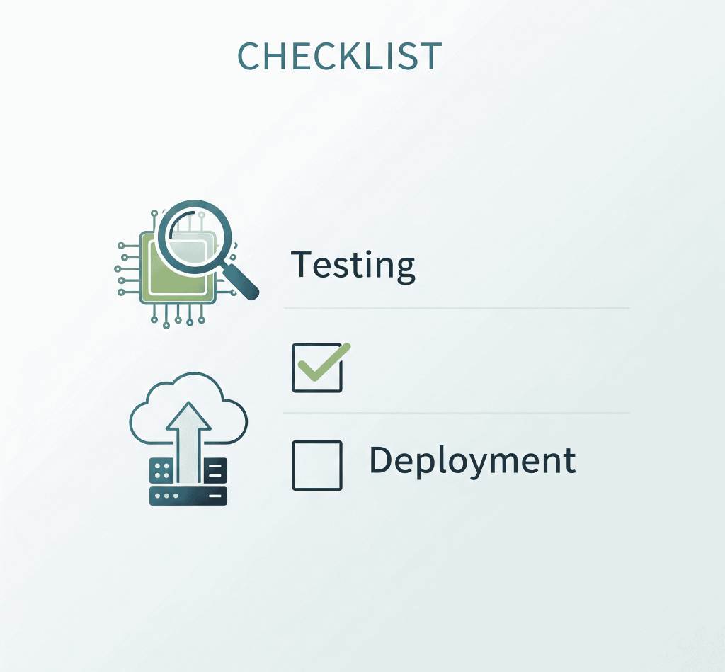 Web application testing and deployment checklist illustration